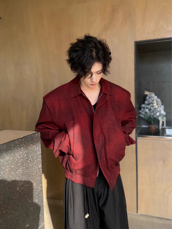 男模痞帅风外套蛇年本命年衣服美式短款高级感穿搭翻领垫肩夹克潮|undefined