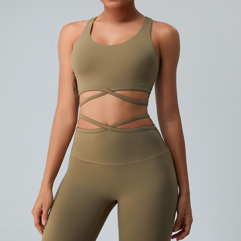 Transfronterizo europeo y americano sexy espalda ropa de yoga sujetador de las mujeres corriendo fitness chaleco en forma de I empujar hacia arriba a prueba de golpes ropa interior deportiva