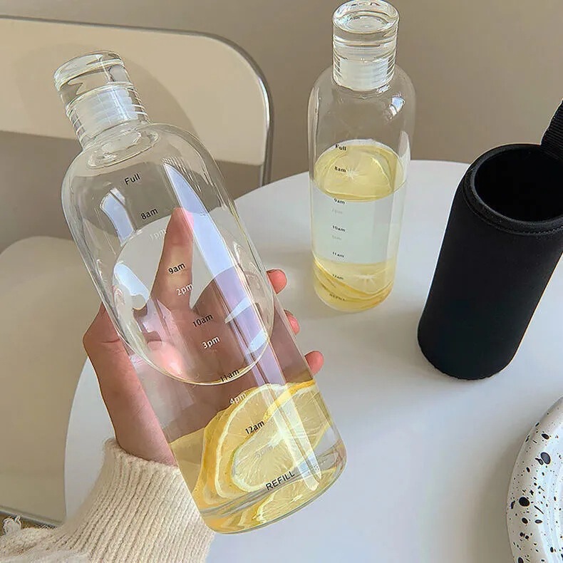 小紅書同項高颜値時間ダイヤル男女車載透明プラスチックカップ漏れ防止シンプルネット赤カップ|undefined