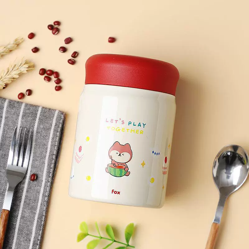 Handheld Measuring Cup, Cute Cartoon Kids Stainless Steel & Glass, 320 ml