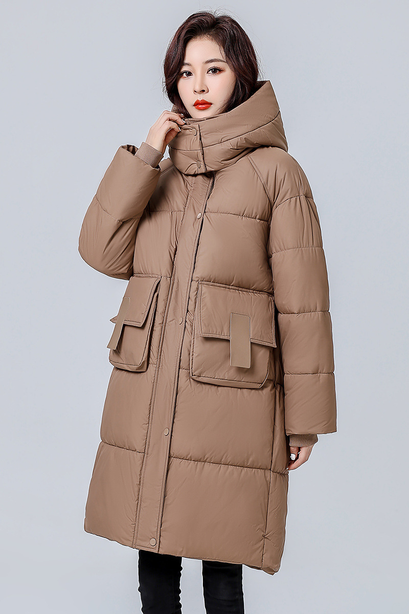 Transfronterizos de algodón largo y medio para mujeres 2024 nuevo invierno de bolsillo de pan chaqueta de algodón gruesa chaqueta de algodón image 7
