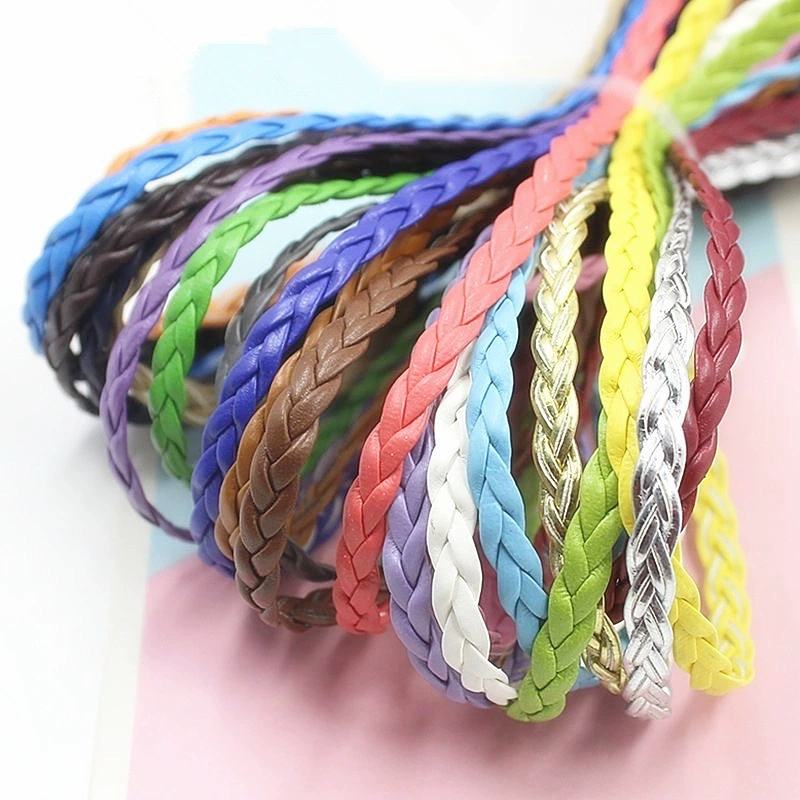 Краска для сохранения цвета DIY ручной работы из искусственной кожи веревка кожаная веревка ширина линии 5 мм полиуретановая плетеная тесьма трехнитное плетение