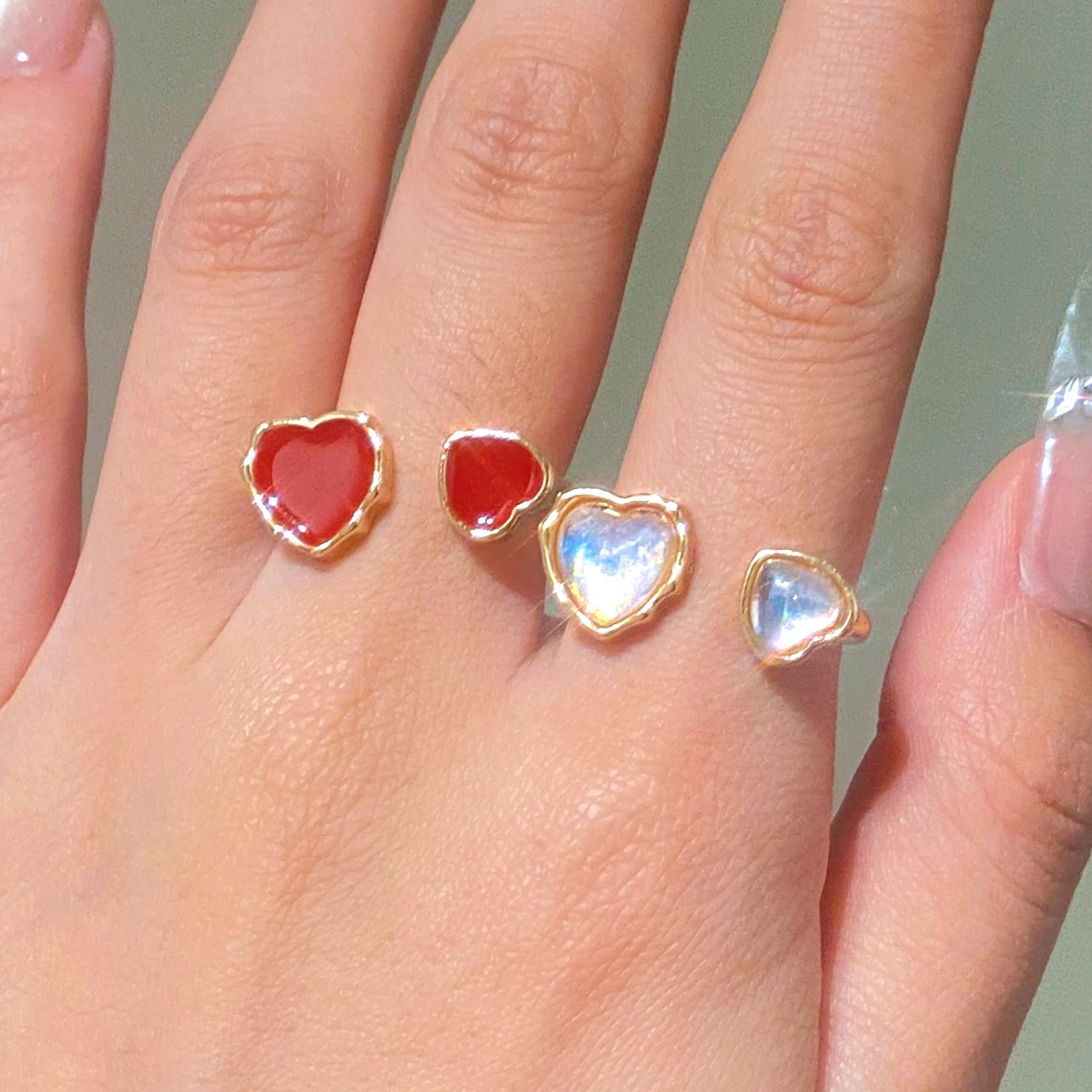 1 Piece Elegant Heart Shape Alloy Enamel Plating Women's Open Rings display picture 1