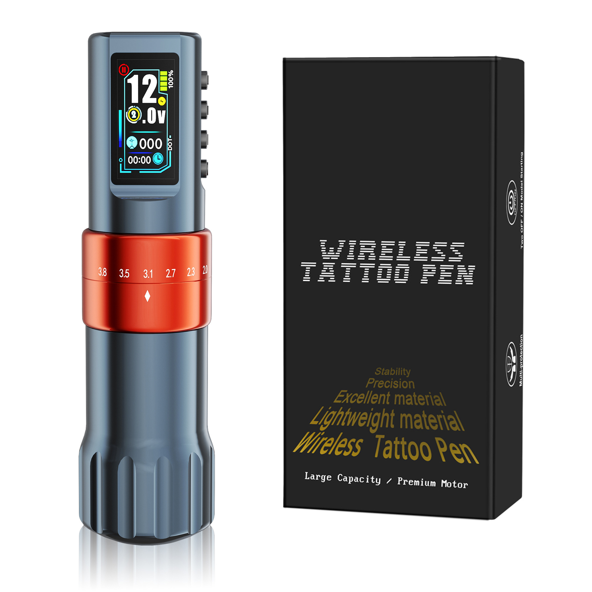 Máquina de tatuaje de doble batería ajustable, conjunto de taza hueca, motor de alimentación inalámbrica, pluma de tatuaje, herramienta de corte de alambre para tatuajes