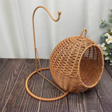 水果吊篮手工收纳篮仿藤茶色田园创意收纳储物野餐储物装饰篮.