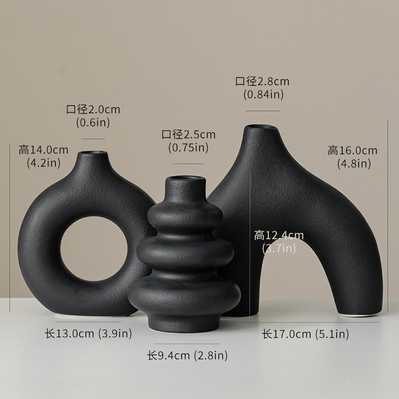 Geometría set vasos de cerámica artesanía explosiva set de tres piezas decoración del hogar creativa adornos al por mayor transfronterizos