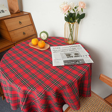 YO3H批发ins复古苏格兰红色格子桌布野餐布圣诞新年红餐厅喜庆装