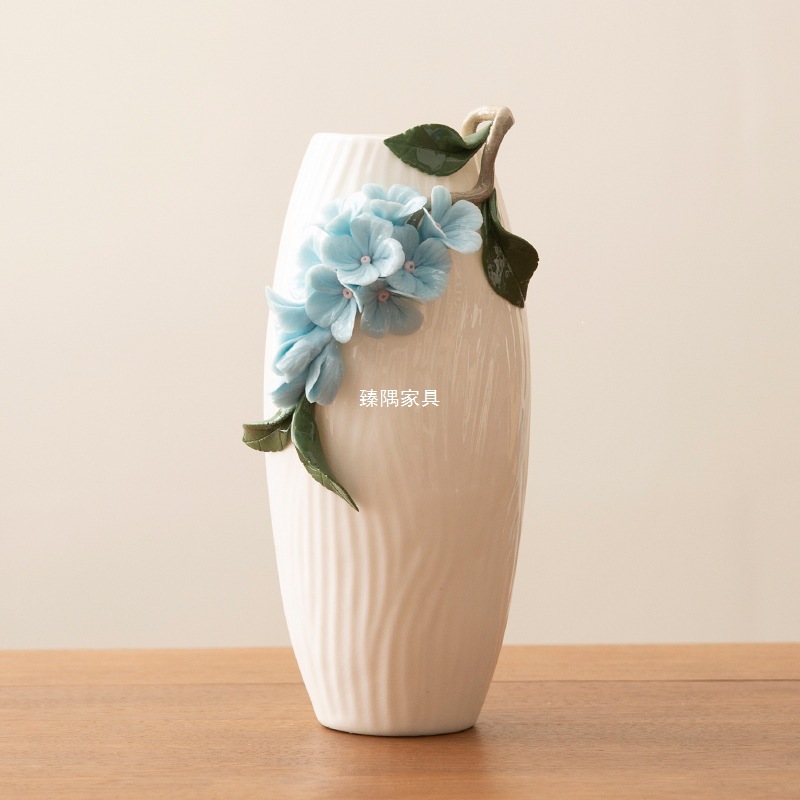 Cerámica de jade hecha a mano pura flores peonía flor floral sala de estar flor floral casera flor seca jarrón de flores comedor