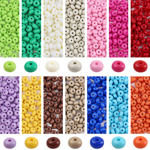 Acrylic color flat round abacus beads partition beads 8mm hole wheel beads DIY mobile phone chain earring bead accessories