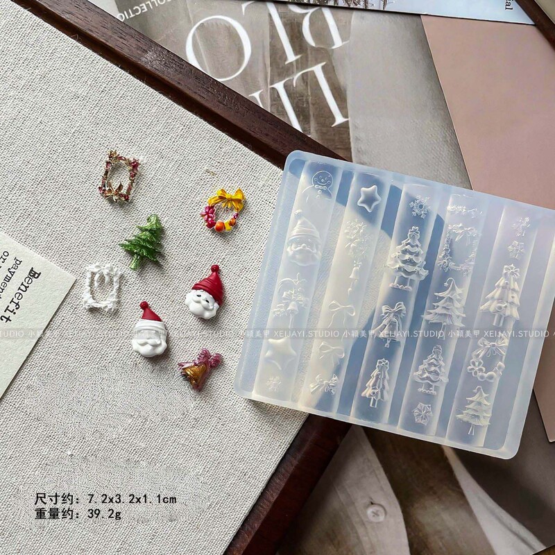 网红流行美甲3D立体硅胶模具圣诞树圣诞老人模具指甲装饰DIY工具|undefined