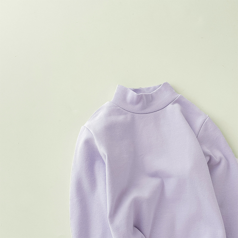 Camiseta de cuello medio elástica de 280 g para niños y niñas, estilo otoño 2026, talla 150-160
