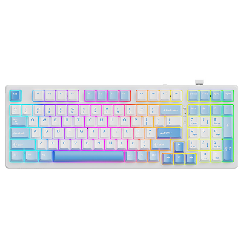 Aurora Gk10 Color Matching 98-Key Three-Mode True Mechanical Keyboard Hot-Swappable Charging Luminous E-Sports Game Wired 104