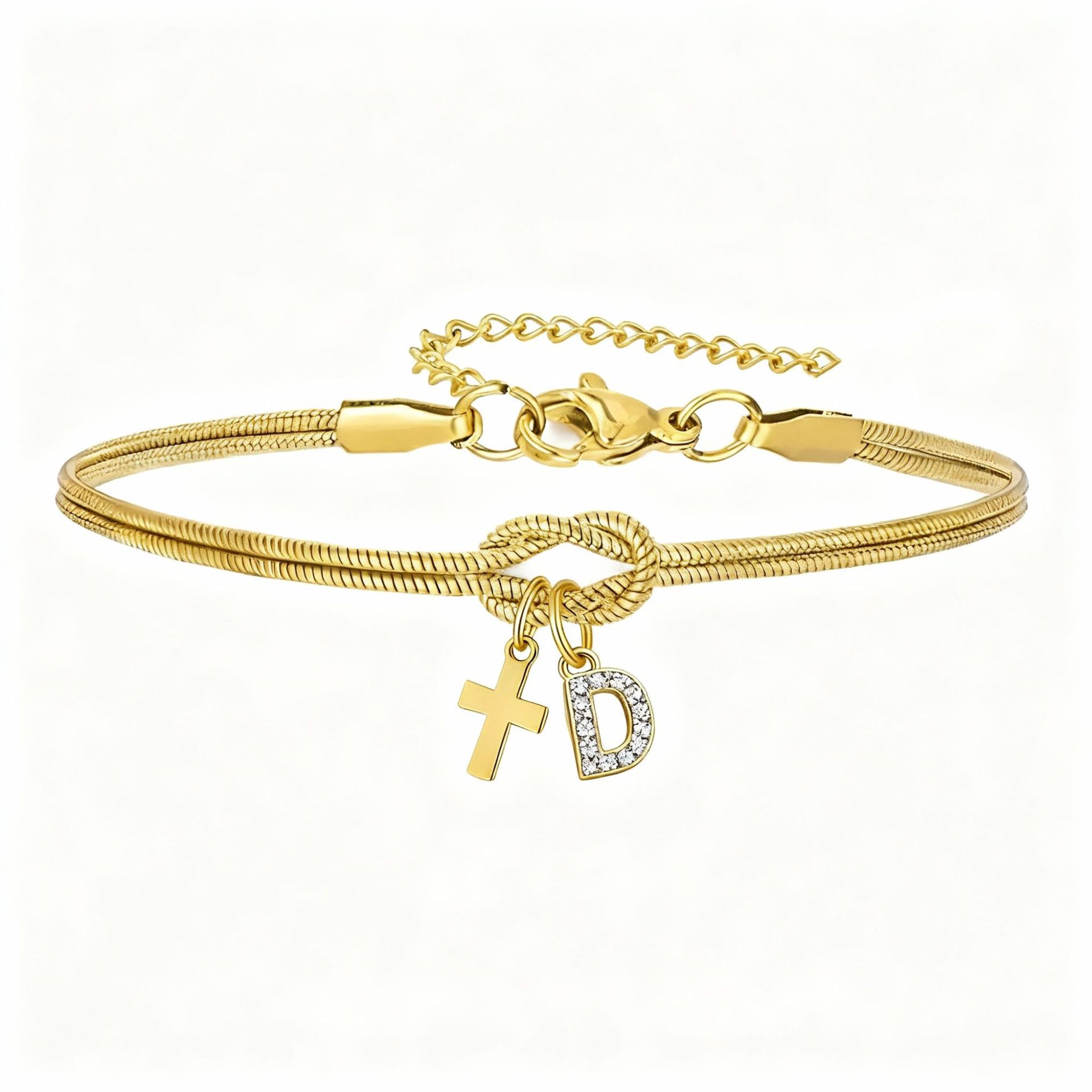 Concentric Knot Snake Bone Bracelet With Diamonds For Women_voghion.com