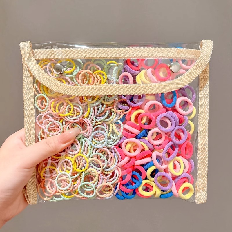 Color coreano pequeño pulgar anillo de cabello para chicas bajo cabello de cola de caballo no lesiones cabello elástico buena cuerda de cabeza cubierta de cuero para niños