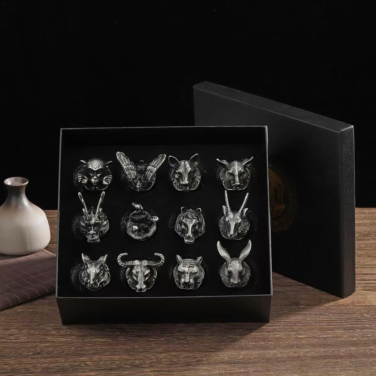 고대 주석 색 12 컵 선물 상자