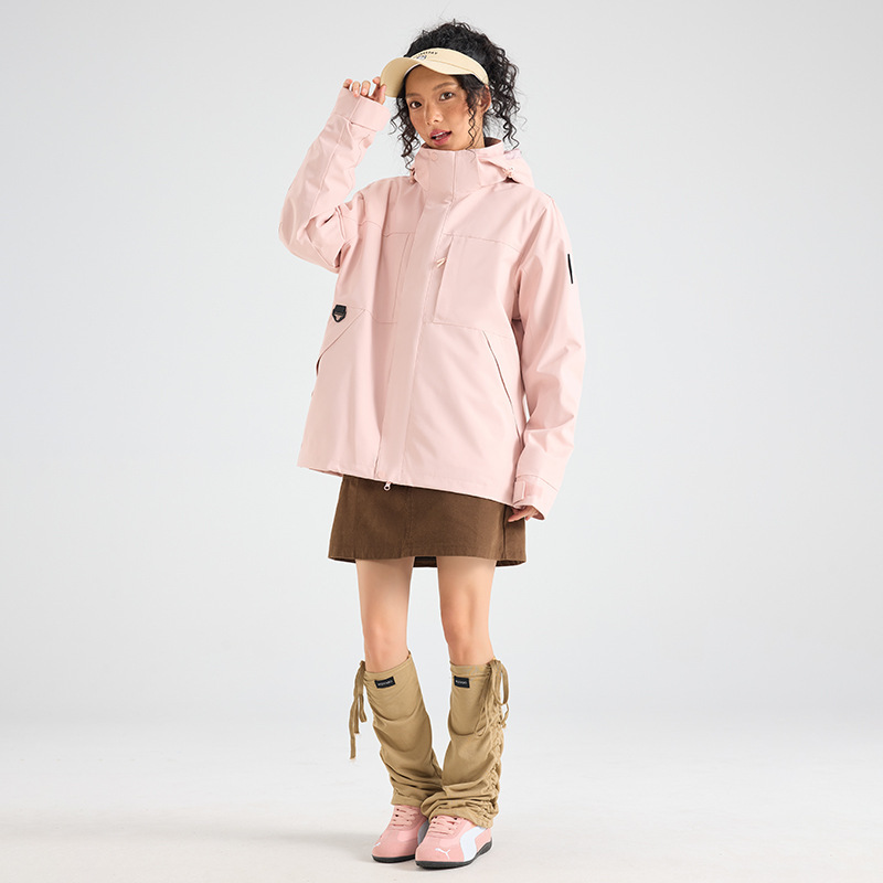 OOTD户外骆陀同款冲锋衣女登山服抓绒内胆防风防水三合一外套潮牌|undefined