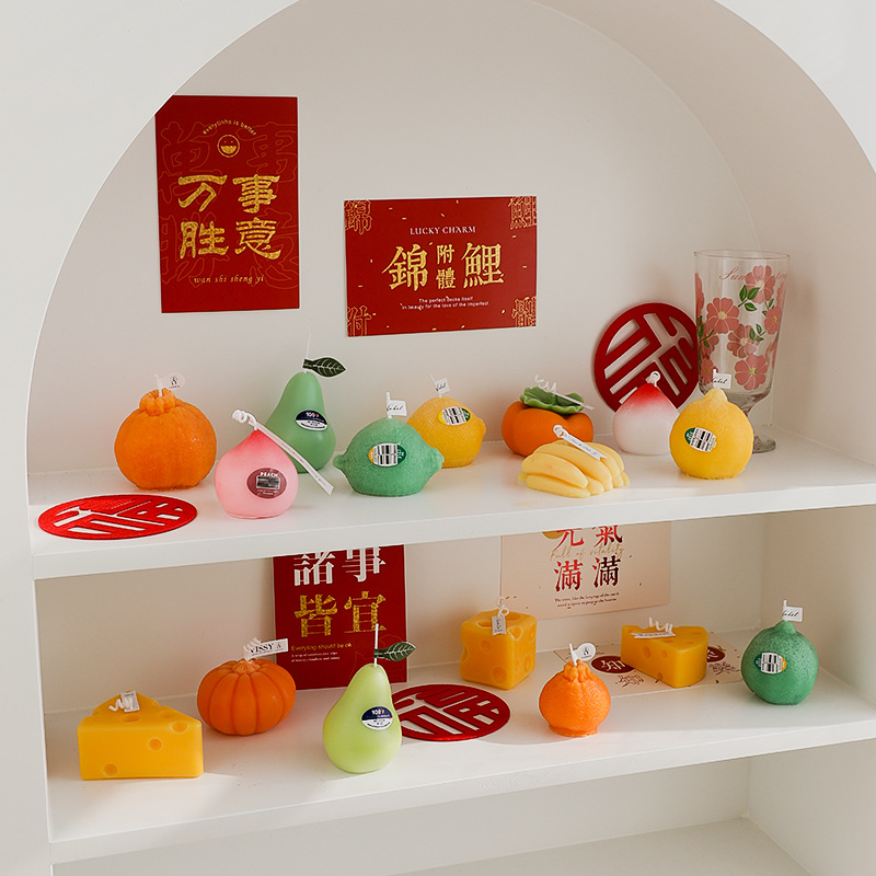 Fruit scented candle, cheese, ugly orange, photo props, home furnishings, New Year's gift, Valentine's Day fragrance souvenir