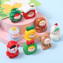 樹脂卡通福氣妞妞聖誕萌粒盲盒diy飾品配件車載微景觀桌面小擺件
