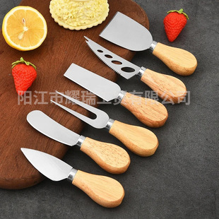 Factory wholesale stainless steel cheese knife and fork combination cheese pizza cake knife and fork shovel butter butter spatula suit