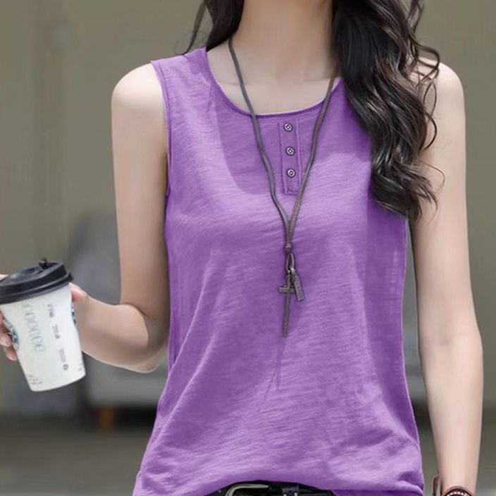 Solid Color Vest T-Shirt for Women 2025 Summer New Korean Style Loose Large Size Versatile Casual Sleeveless Top Base Shirt Solid Color Vest T-Shirt for Women 2025 Summer New Korean Style Loose Large Size Versatile Casual Sleeveless Top Base Shirt