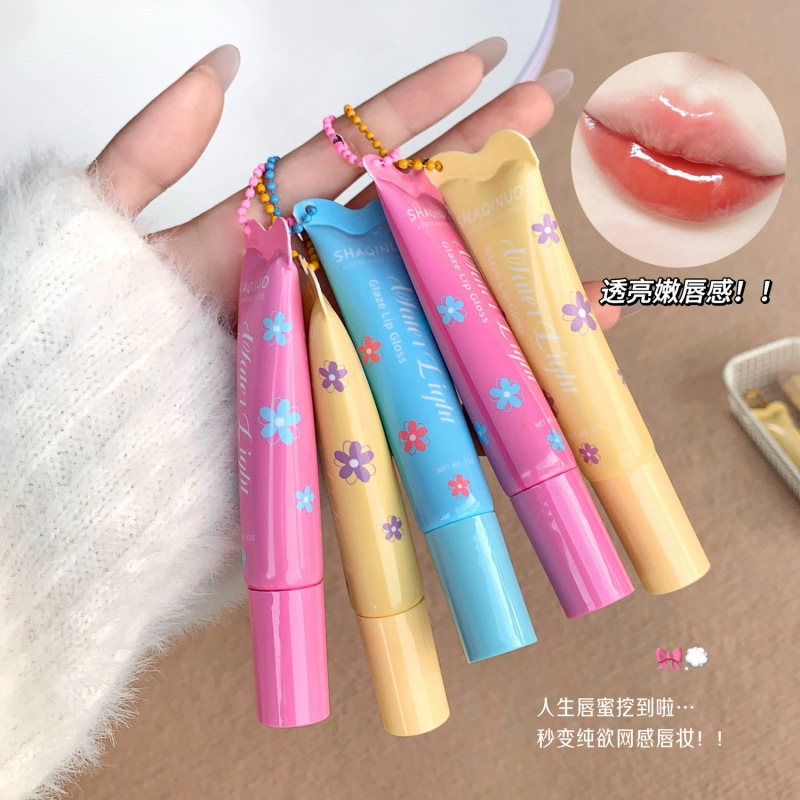 SHAQINUO esmalte labial de agua esmalte labial de espejo esmalte labial de color humectante colgante de aceite labial brillo labial maquillaje transfronterizo