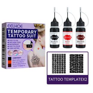 EELHOE juice tattoo suit waterproof temporary juice skin tattoo liquid hollow pattern tattoo template