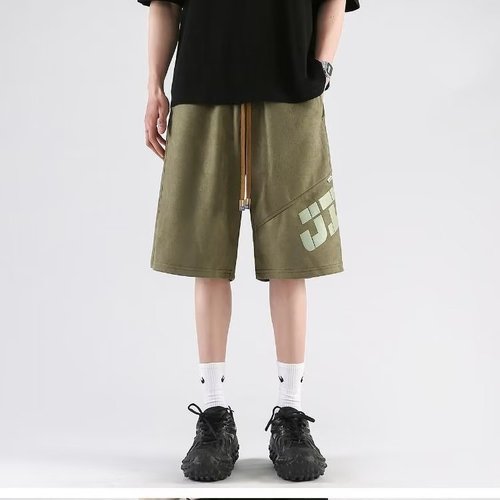 Japanese street-style khaki casual shorts for men, summer thin model, trendy brand, sporty American-style loose basketball five-pocket pants
