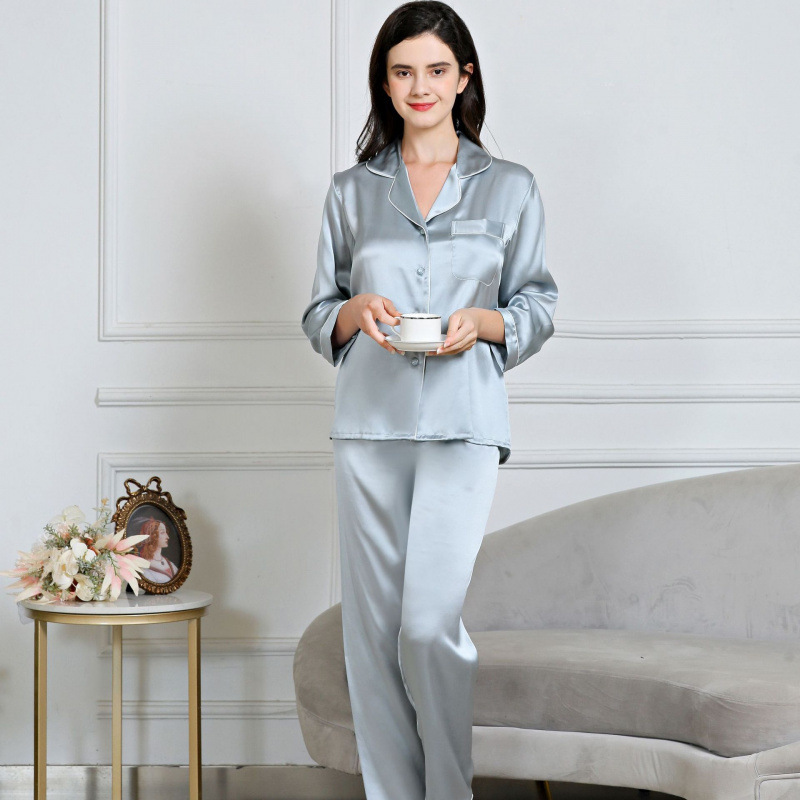 New 19mm Heavyweight [Silk Pajamas] Real Silk Pajamas for Women, Summer Couple Style Silk Pajamas