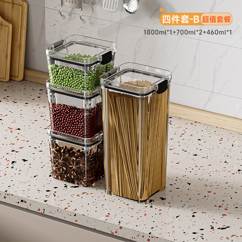 Tanque de sellado, tanque de almacenamiento de cocina transparente, productos secos, bocadillos, granos, caja de almacenamiento, botella de almacenamiento, nueces, té a prueba de humedad