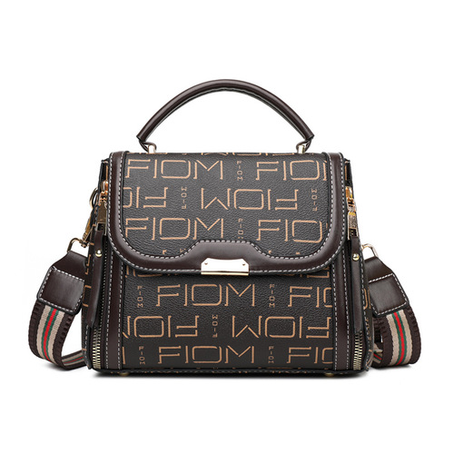 Bag Lady  New Fashion Korean Style Single Shoulder Bag Retro Print Handbag Crossbody Bag Wide Strap Dropshipping One Piece