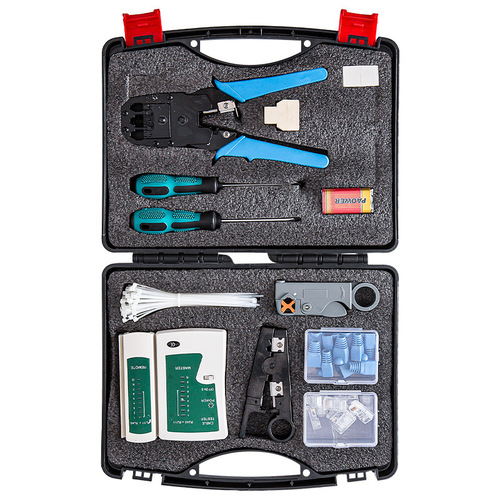 Network maintenance tool kit, 12-in-1 tester, cable tie knife, cable tie sheath, crystal head crimping pliers tool box