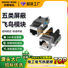 加工定制五类屏蔽飞鸟模块RJ45网络模块CAT5转接头电脑信息电话打