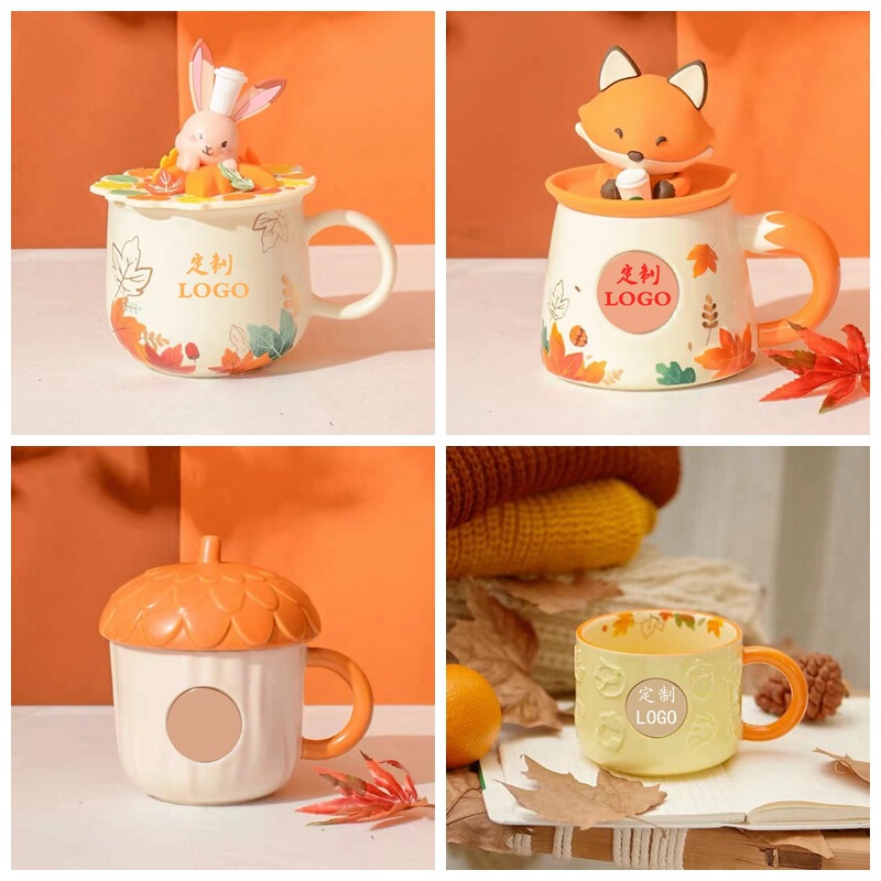 Autumn Cup Coffee Mug Autumn Forest Maple Leaf Cute Rabbit Acorn Shape Squirrel Cute Fox Mug Water Cup