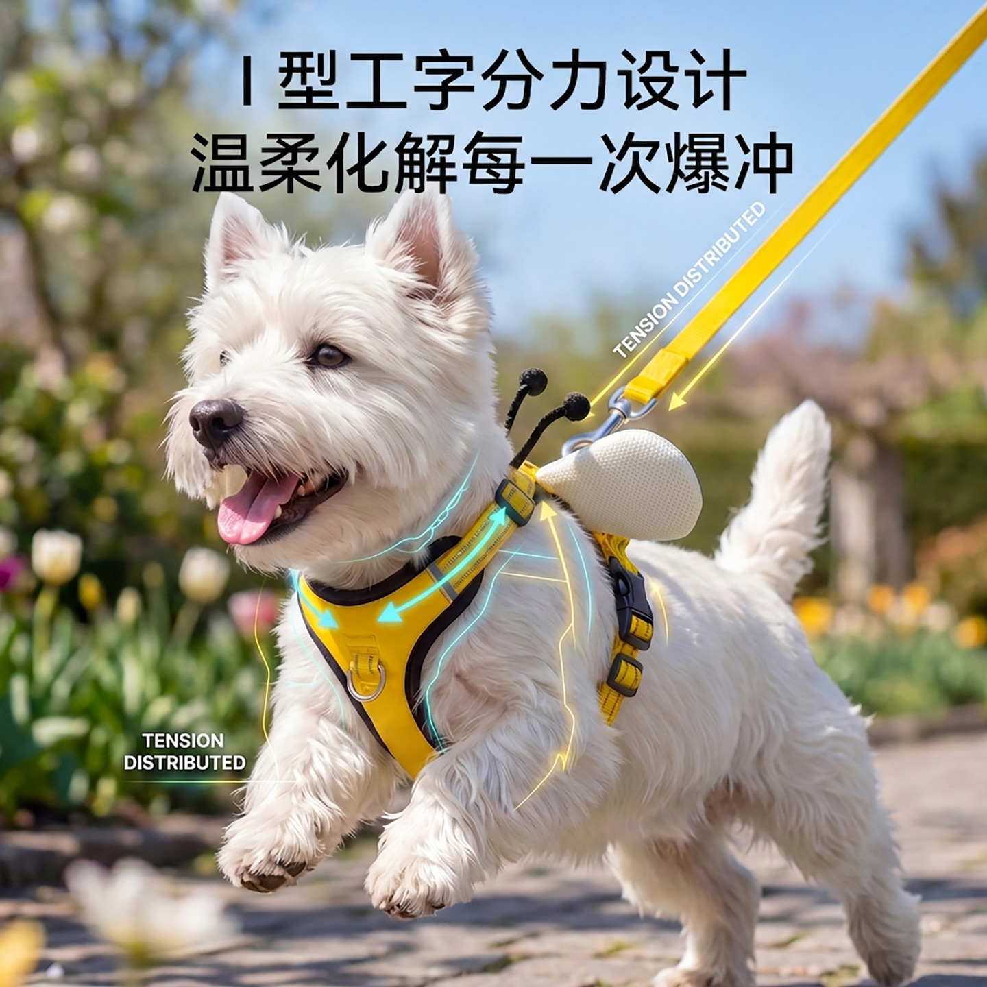 Cuatro estaciones nuevas abejas tridimensionales ajustables pecho y espalda perro gato mascota reflectante para salir a evitar la liberación de perros pequeños y medianos