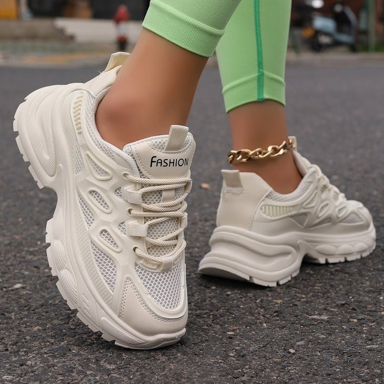 Große bonbonfarbene Dad-Mesh-Schuhe, beliebte Mesh-Schuhe mit dicker Sohle für Damen, atmungsaktive und modische Freizeitsportschuhe_voghion.com