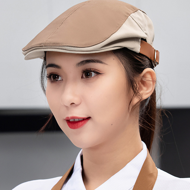 Nueva boina de vaqueros sombrero de cocinero camarero sombrero de trabajo sombrero de frente sombrero de boina de restauración mujer bordado personalizado