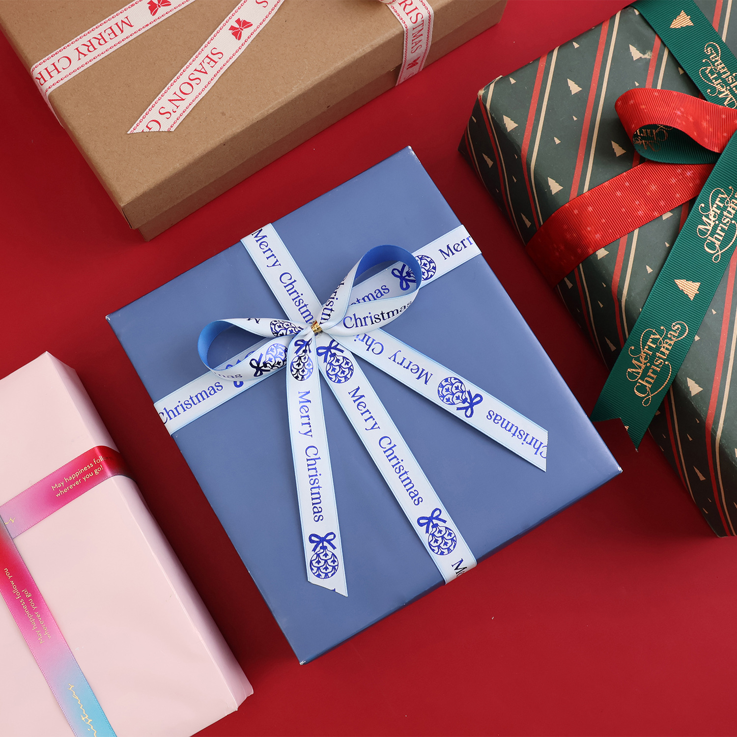 Nuevo spot al por mayor pastel de Navidad decoración ramo de cinta cinta cinta de color corbata arco caja de regalo embalaje