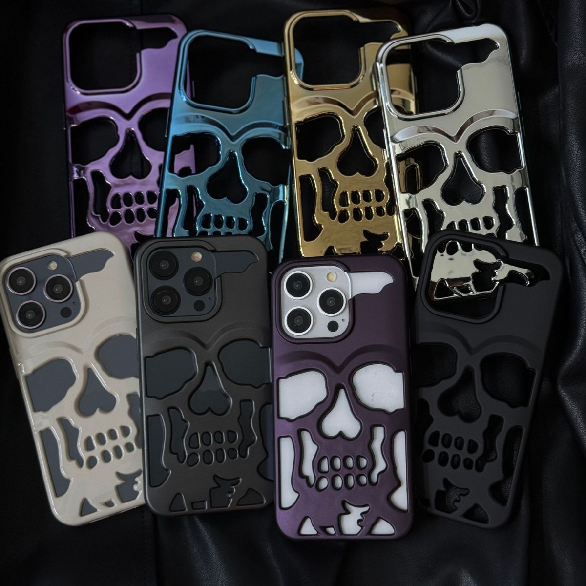 Skull Phone Case For Iphone 16 Pro And 17 Max Matte Purple_voghion.com