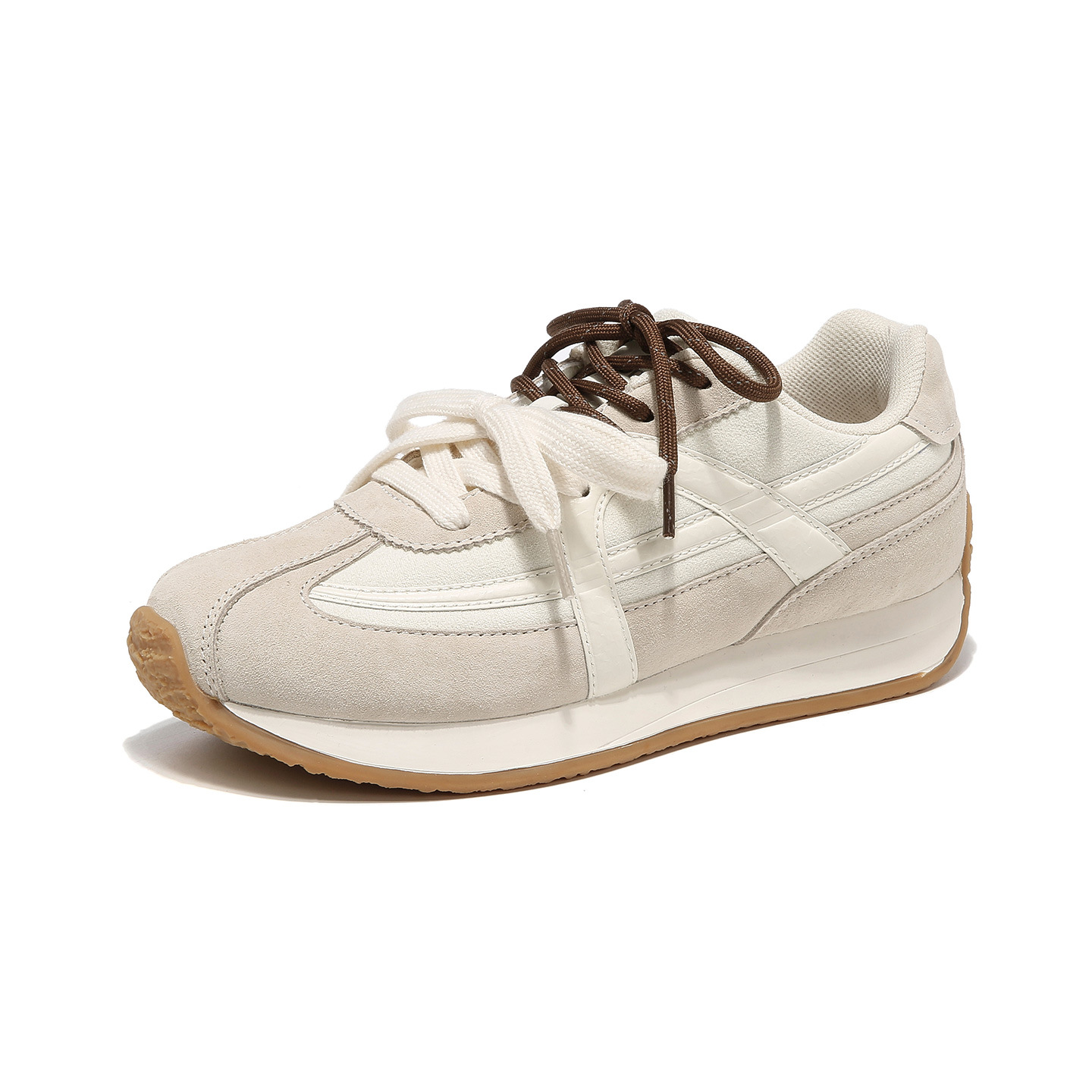 Augu Lion Dengde zapatos de entrenamiento para mujeres 2026 nuevos zapatos de ballet de primavera con suela gruesa zapatos deportivos casuales retro Gump zapatos blancos