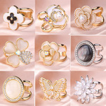 天然猫眼山茶花高档小丝巾扣夏季衬衫飘带固定系蝴蝶结扣小方巾扣