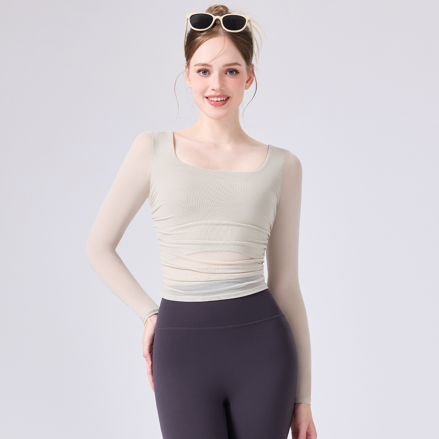 Nuevo cuerpo delgado y delgado ropa deportiva de fitness cool mesh transpirable cinturón de pecho chaleco de cuello U camiseta de carrera