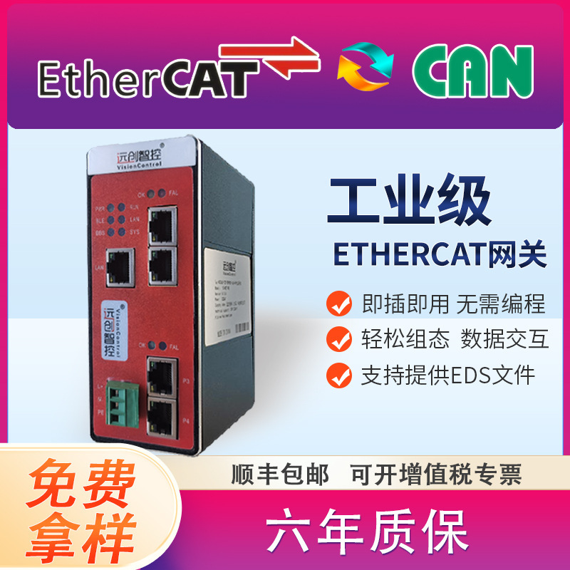 EtherCAT slave station to CAN master station to Profinet station to DeviceNet station to EtherNetIP conversion association