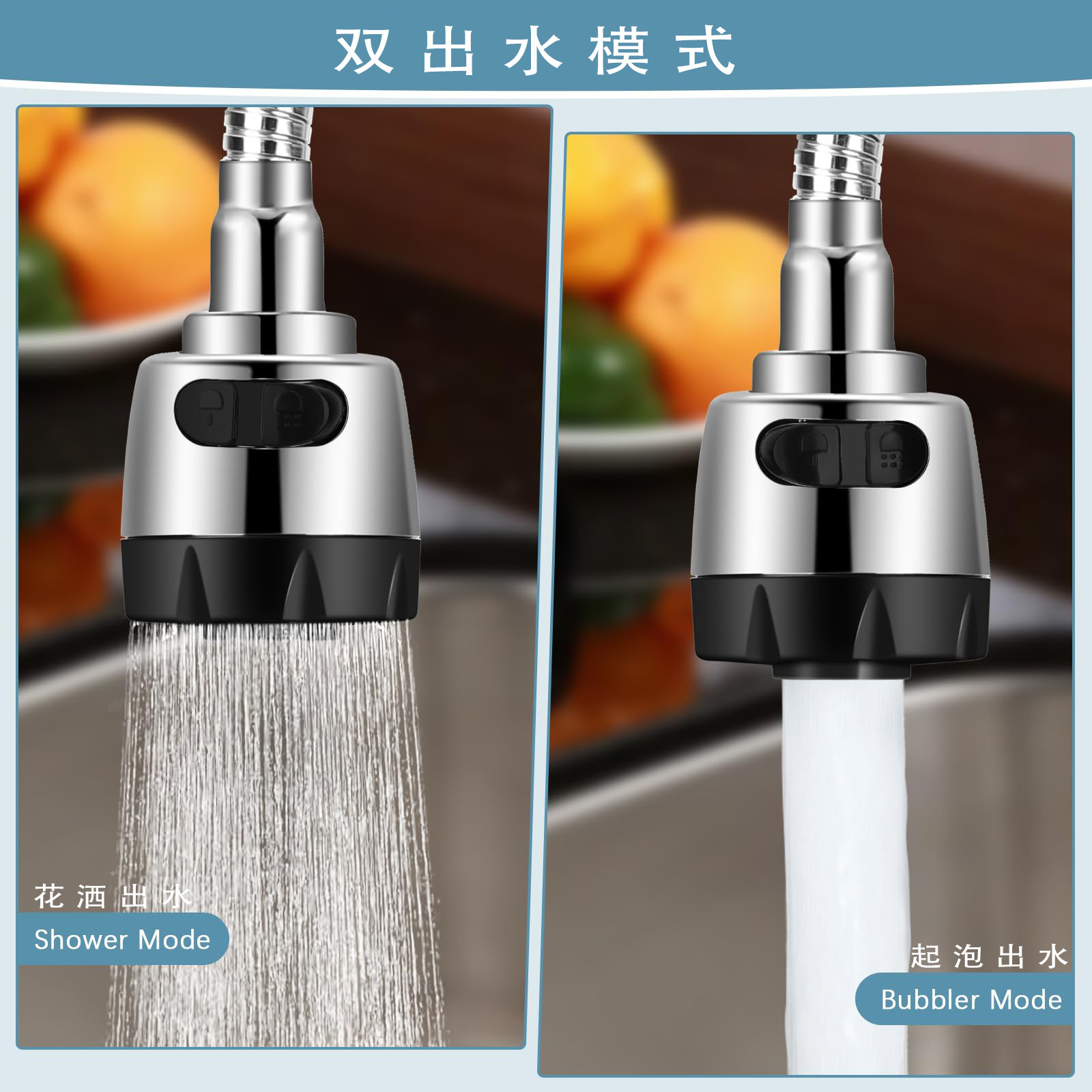 Transfronterizo América del Sur 8 pulgadas doble mano plástico frío y caliente doble interfaz RV fregadero de cocina grifo giratorio de 360 grados comercio exterior image 4