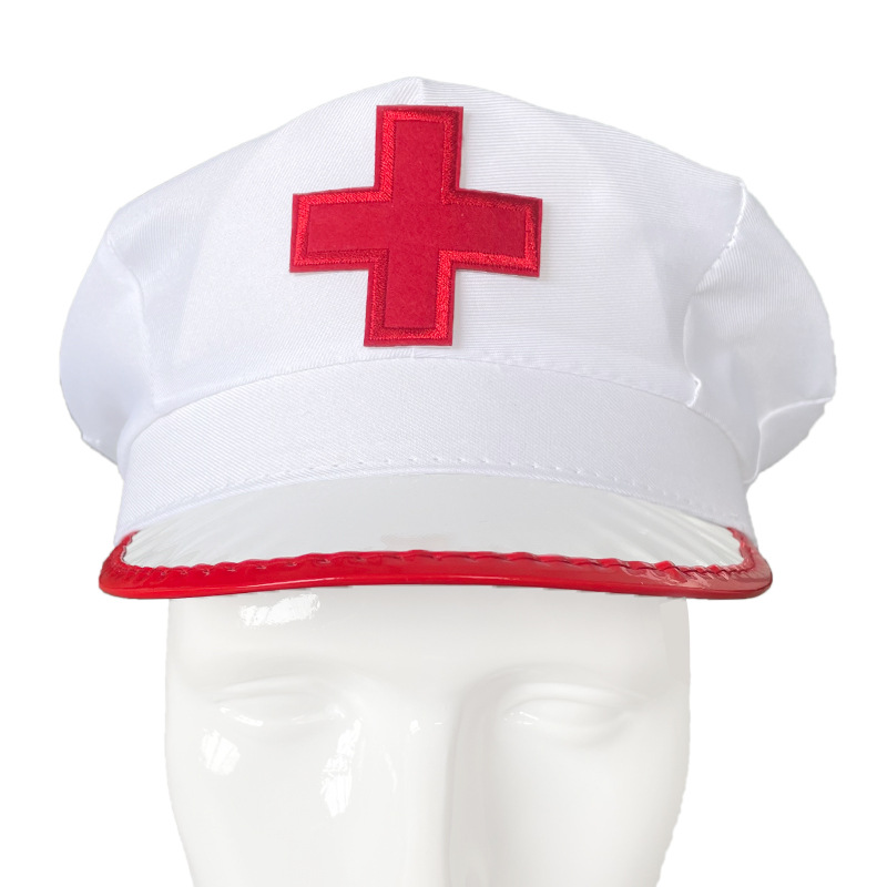 Rotes Kreuz Ärzte Krankenschwestern Hüte für Karneval Weihnachten Party Cosplay Kappe Baumwolle Plaid Abzeichen Rollenspiel Lustige Berets – Detail 7