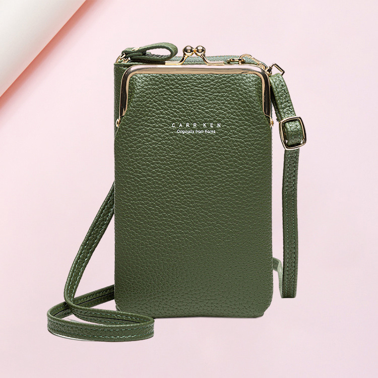 Bolso del teléfono móvil del patrón del lichi bolso del mensajero del hombro de las mujeres de la nueva manera de las mujeres bolso del teléfono móvil del color sólido del estilo coreano