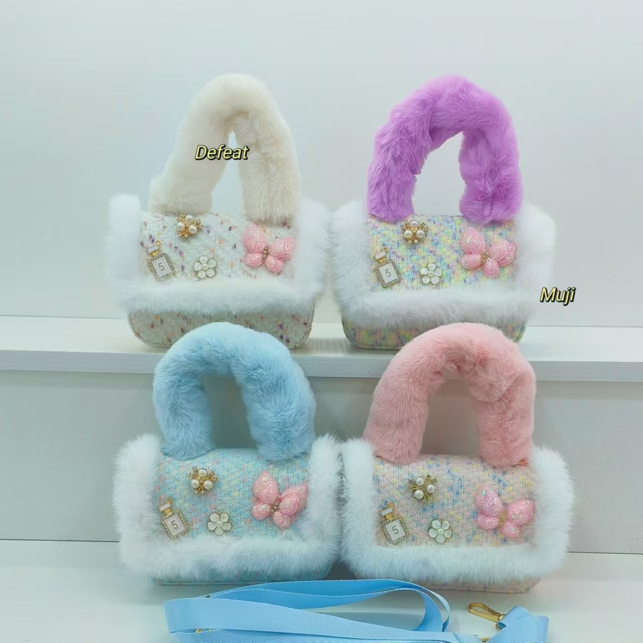 Bolso de peluche de estilo extranjero, bolso de hombro, bolso de accesorios para bebés de niña, bolso de cambio, bolso de moda