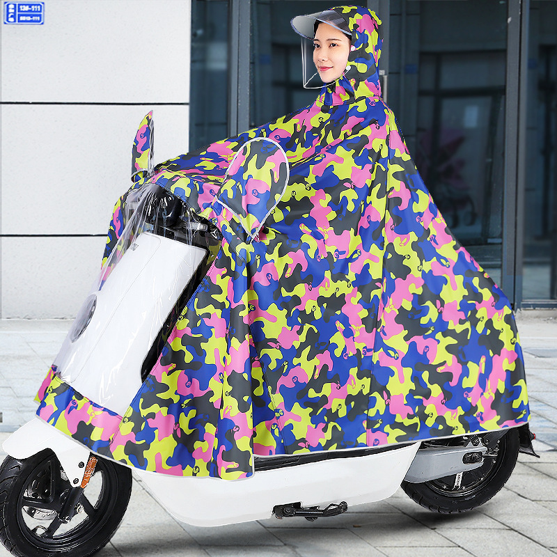 Batería eléctrica coche impermeable camuflaje cuerpo completo extra-grande engrosada hombres y mujeres de la motocicleta ciclismo solo poncho de verano a prueba de lluvia