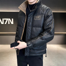 鸭绒羽绒服男士短款冬季2025新款潮牌痞帅高级感韩版立领加厚外套