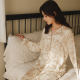 Australia's New Niche Jungle Cotton Satin Pajamas Elegant Moron Printed Lapel Pocket Long Sleeve Home Wear Cover