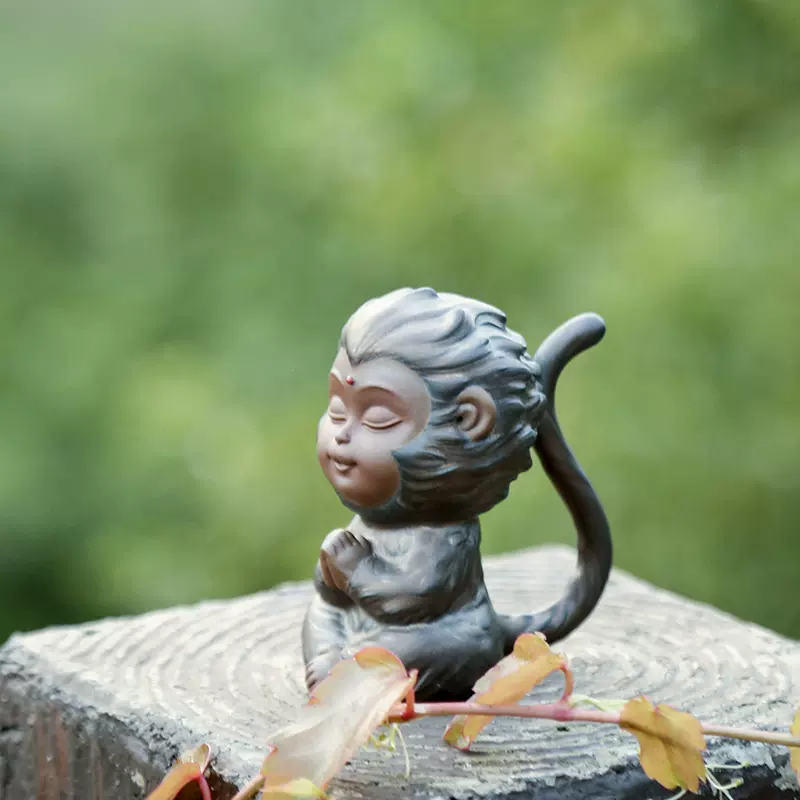 可爱齐天大圣孙悟空猴子摆件创意鱼缸造景小猴子假山盆景茶台紫砂